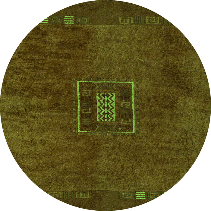 Round Abstract Green Modern Rug, abs5424grn