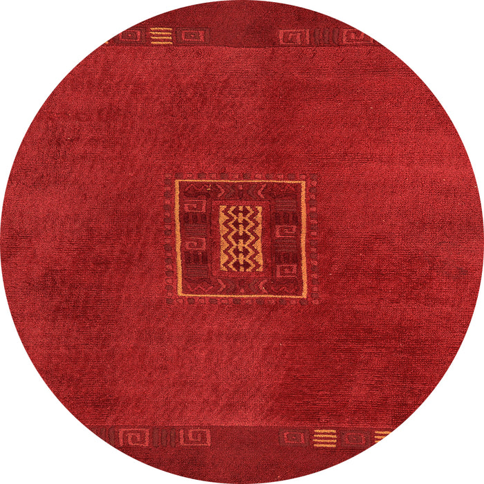Round Machine Washable Abstract Orange Modern Area Rugs, wshabs5424org