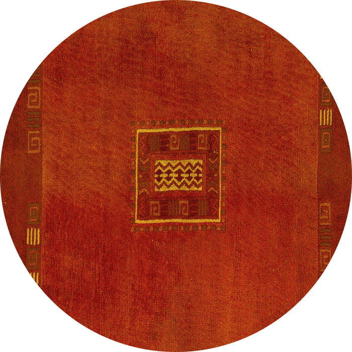 Round Abstract Yellow Modern Rug, abs5424yw