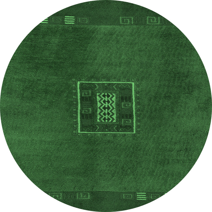 Round Abstract Emerald Green Modern Rug, abs5424emgrn