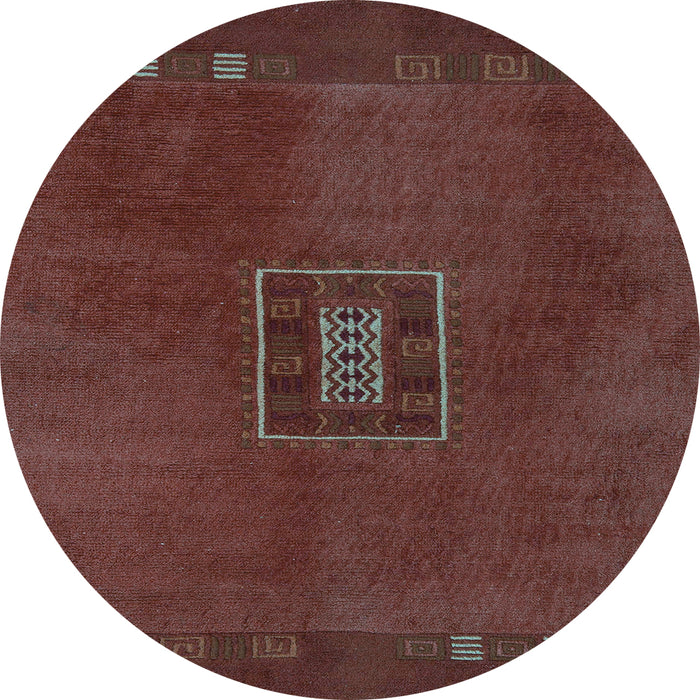 Round Abstract Light Blue Modern Rug, abs5424lblu