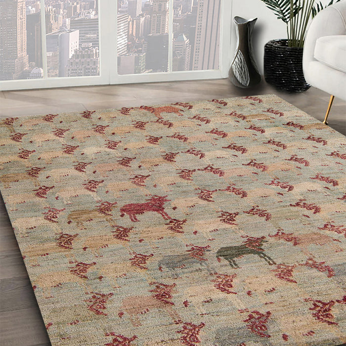 Machine Washable Abstract Dark Gold Brown Rug in a Family Room, wshabs5425