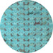 Round Machine Washable Abstract Light Blue Modern Rug, wshabs5425lblu