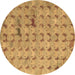 Round Machine Washable Abstract Brown Modern Rug, wshabs5425brn