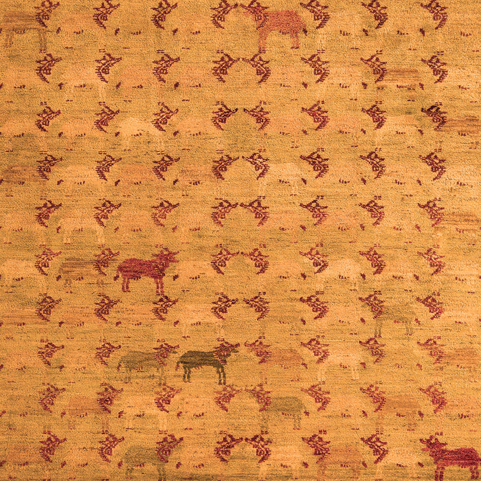 Square Machine Washable Abstract Orange Modern Area Rugs, wshabs5425org