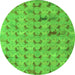 Round Abstract Green Modern Rug, abs5425grn