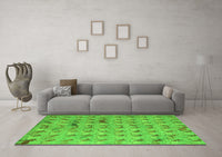 Machine Washable Abstract Green Modern Rug, wshabs5425grn