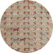 Round Abstract Dark Gold Brown Modern Rug, abs5425