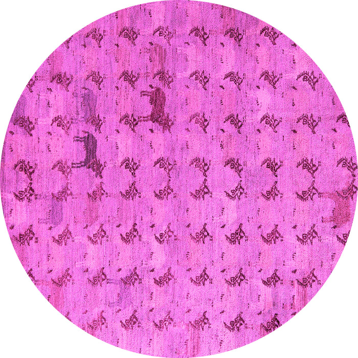 Round Machine Washable Abstract Pink Modern Rug, wshabs5425pnk