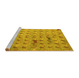 Sideview of Machine Washable Abstract Yellow Modern Rug, wshabs5425yw