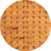 Round Machine Washable Abstract Orange Modern Area Rugs, wshabs5425org