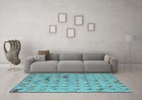 Machine Washable Abstract Light Blue Modern Rug, wshabs5425lblu