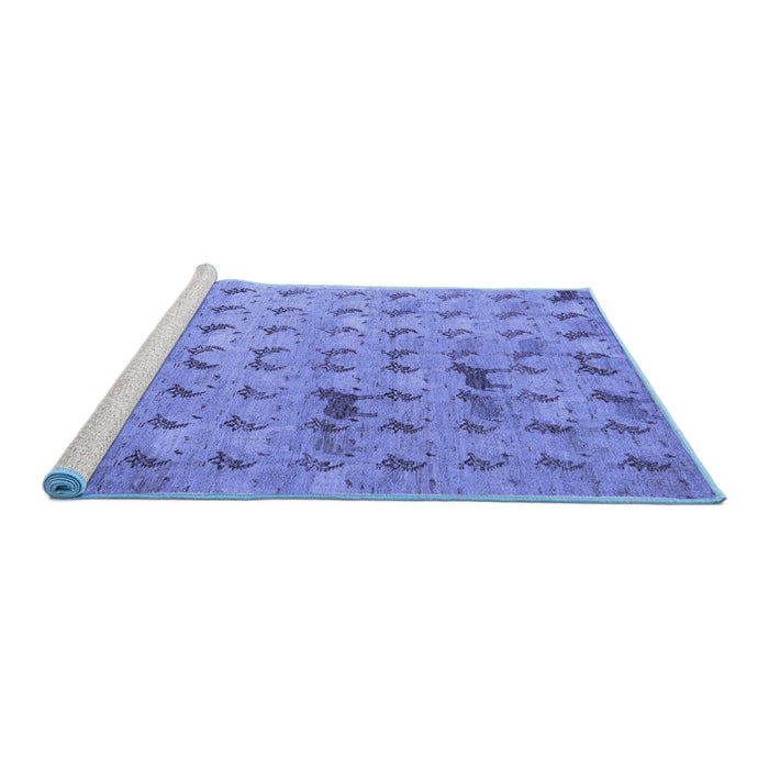 Sideview of Machine Washable Abstract Blue Modern Rug, wshabs5425blu