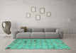 Machine Washable Abstract Turquoise Modern Area Rugs in a Living Room,, wshabs5425turq