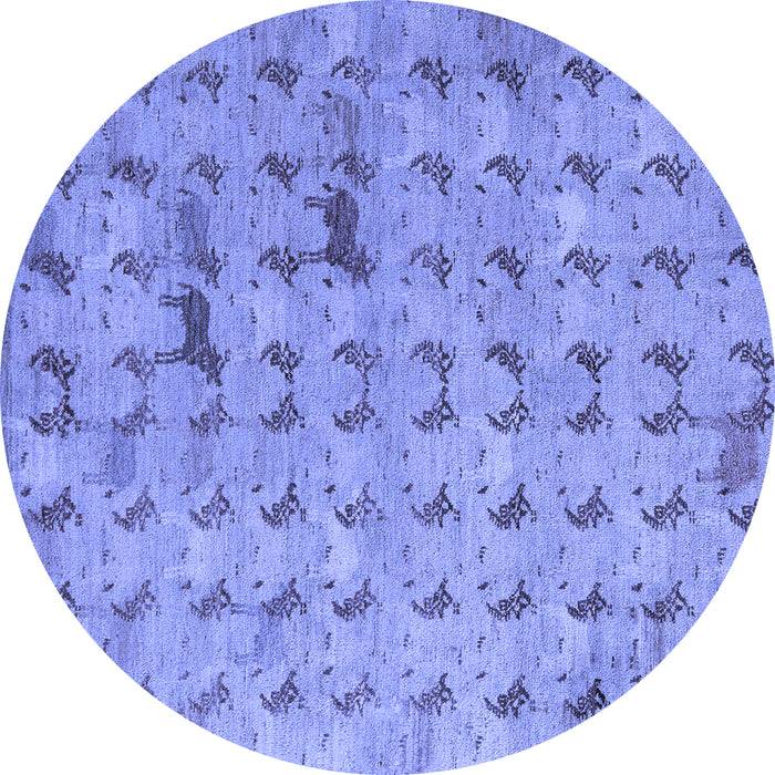 Round Machine Washable Abstract Blue Modern Rug, wshabs5425blu