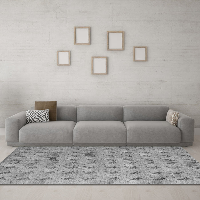 Machine Washable Abstract Gray Modern Rug in a Living Room,, wshabs5425gry