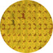 Round Abstract Yellow Modern Rug, abs5425yw