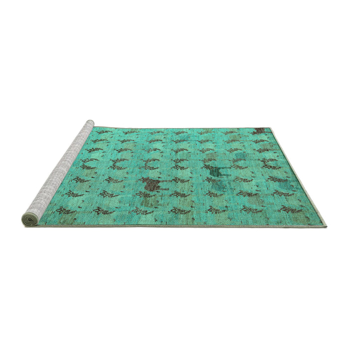 Sideview of Machine Washable Abstract Turquoise Modern Area Rugs, wshabs5425turq