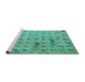 Sideview of Machine Washable Abstract Turquoise Modern Area Rugs, wshabs5425turq