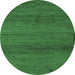 Round Machine Washable Abstract Emerald Green Modern Area Rugs, wshabs5426emgrn