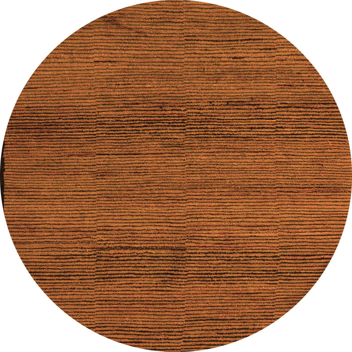 Round Machine Washable Abstract Orange Modern Area Rugs, wshabs5426org