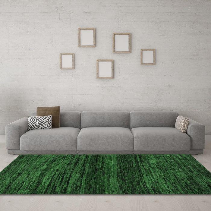 Machine Washable Abstract Emerald Green Modern Area Rugs in a Living Room,, wshabs5427emgrn