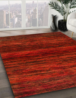 Abstract Red Modern Rug in Family Room, abs5427
