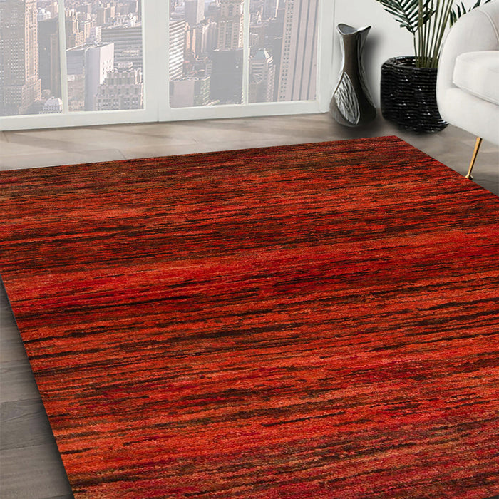 Machine Washable Abstract Red Rug in a Family Room, wshabs5427
