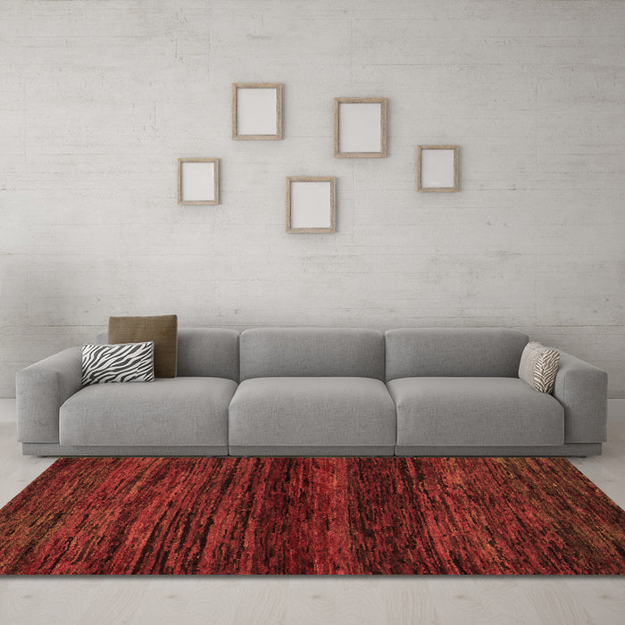 Machine Washable Abstract Brown Modern Rug in a Living Room,, wshabs5427brn