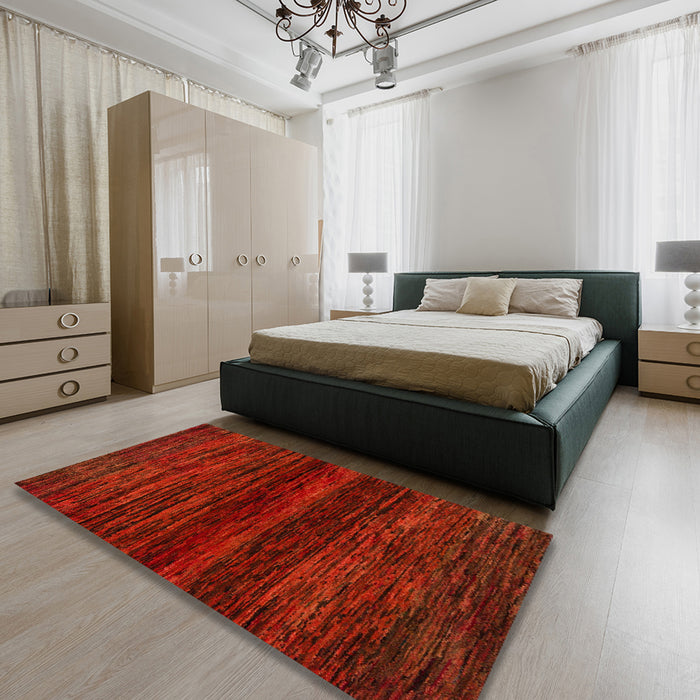 Machine Washable Abstract Red Rug in a Bedroom, wshabs5427