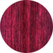 Round Machine Washable Abstract Pink Modern Rug, wshabs5427pnk