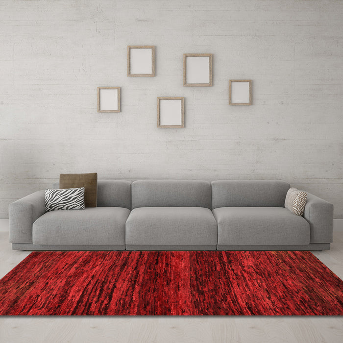 Machine Washable Abstract Orange Modern Area Rugs in a Living Room, wshabs5427org