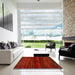 Square Abstract Red Modern Rug in a Living Room, abs5427