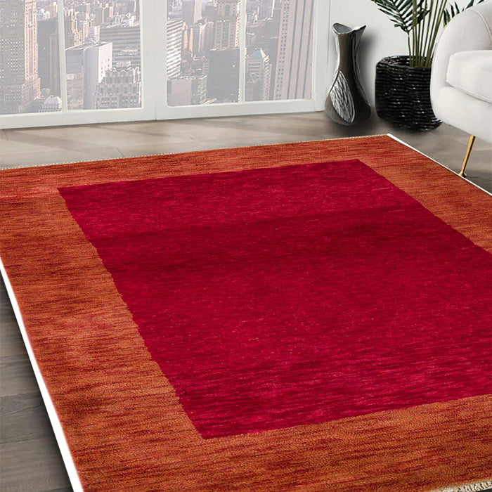 Machine Washable Abstract Fire Red Rug in a Family Room, wshabs5428