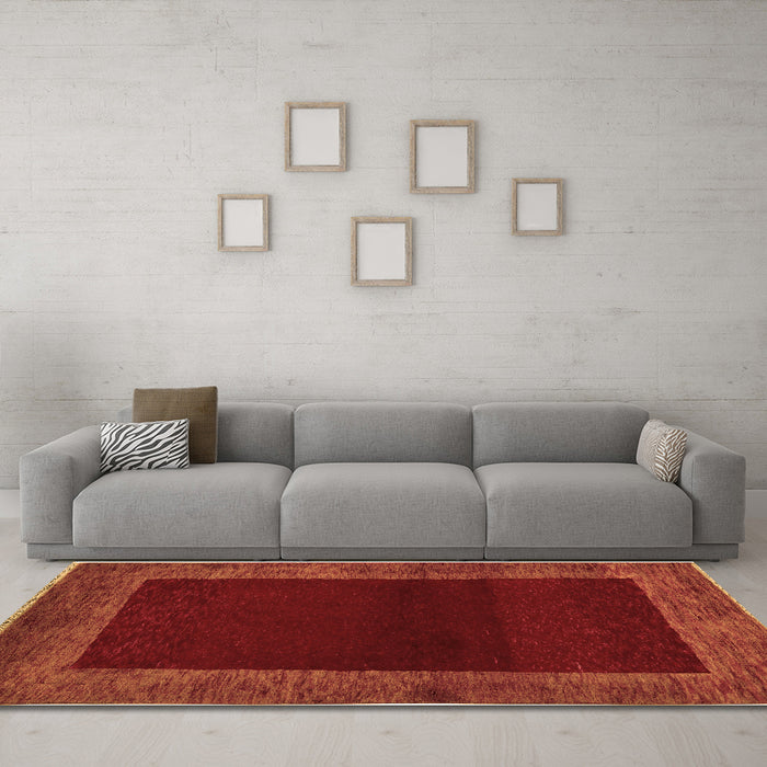 Machine Washable Abstract Brown Modern Rug in a Living Room,, wshabs5428brn