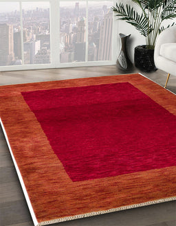 Abstract Red Modern Rug in Family Room, abs5428
