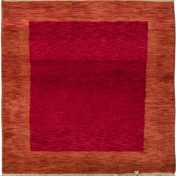 Square Machine Washable Abstract Fire Red Rug, wshabs5428