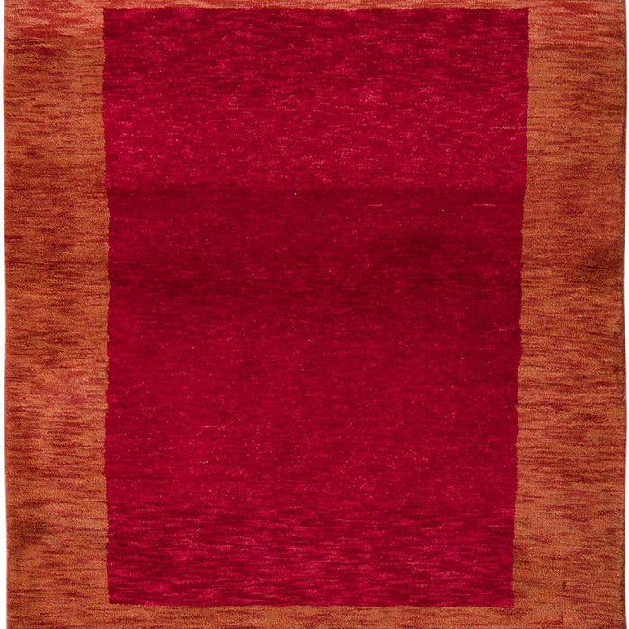 Machine Washable Abstract Fire Red Rug, wshabs5428