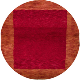 Round Machine Washable Abstract Fire Red Rug, wshabs5428