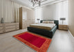 Abstract Red Modern Rug in a Bedroom, abs5428