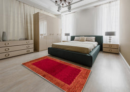 Abstract Red Modern Rug in a Bedroom, abs5428