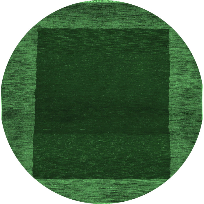 Round Machine Washable Abstract Emerald Green Modern Area Rugs, wshabs5428emgrn