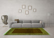 Machine Washable Abstract Green Modern Area Rugs in a Living Room,, wshabs5428grn