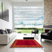 Square Abstract Red Modern Rug in a Living Room, abs5428