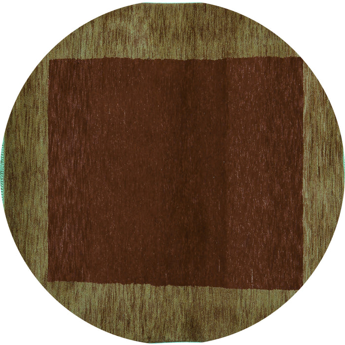 Round Abstract Turquoise Modern Rug, abs5428turq