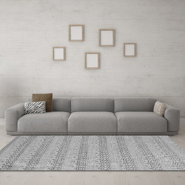 Machine Washable Abstract Gray Modern Rug in a Living Room,, wshabs5429gry
