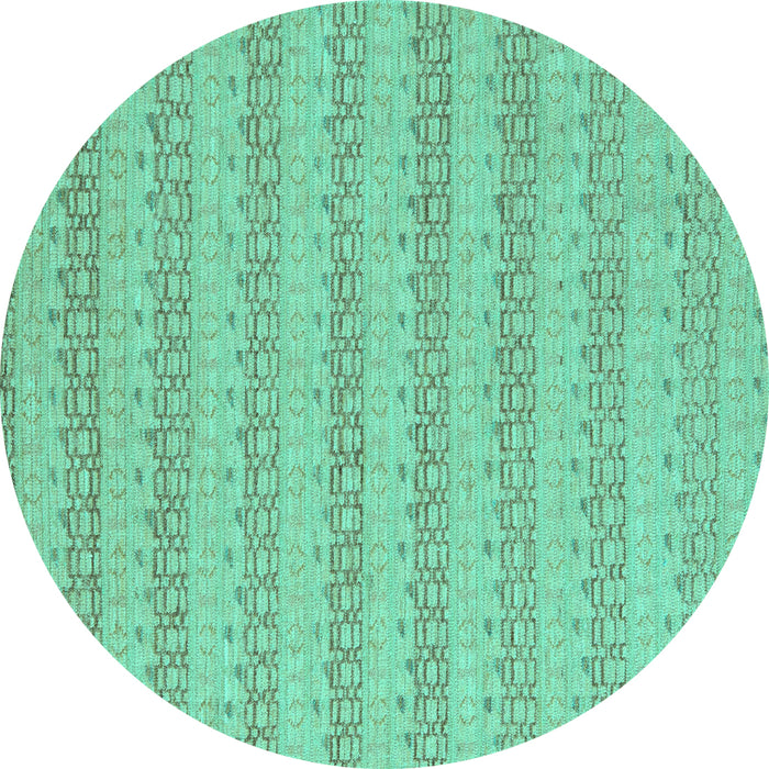 Round Machine Washable Abstract Turquoise Modern Area Rugs, wshabs5429turq