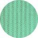 Round Machine Washable Abstract Turquoise Modern Area Rugs, wshabs5429turq