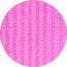 Round Machine Washable Abstract Pink Modern Rug, wshabs5429pnk