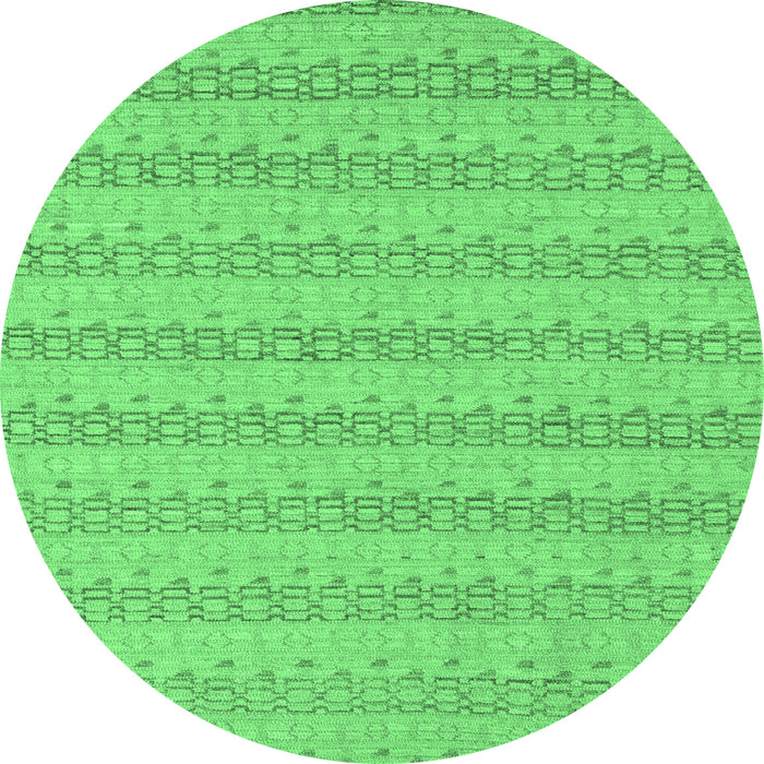 Round Machine Washable Abstract Emerald Green Modern Area Rugs, wshabs5429emgrn